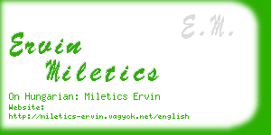 ervin miletics business card